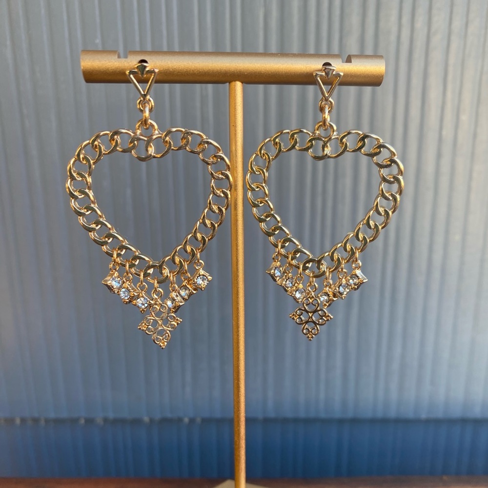 Heart chain link earrings